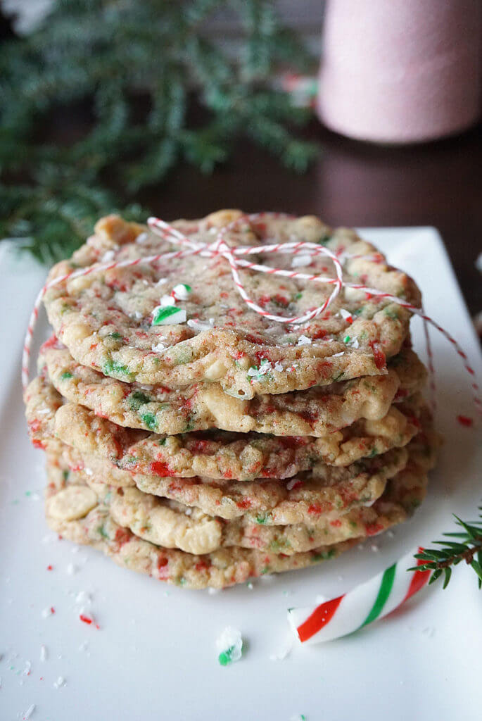Super addictive, chewy, minty and festive; I just love making these candy cane cookies for Christmas . www.bakingforfriends.com