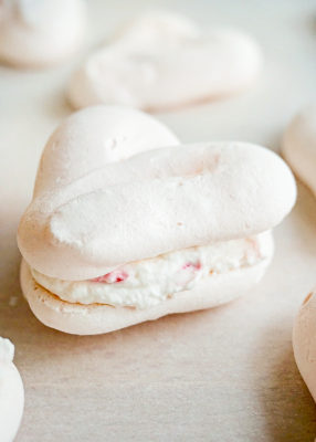 Heart Shaped Meringues with Raspberry Cream