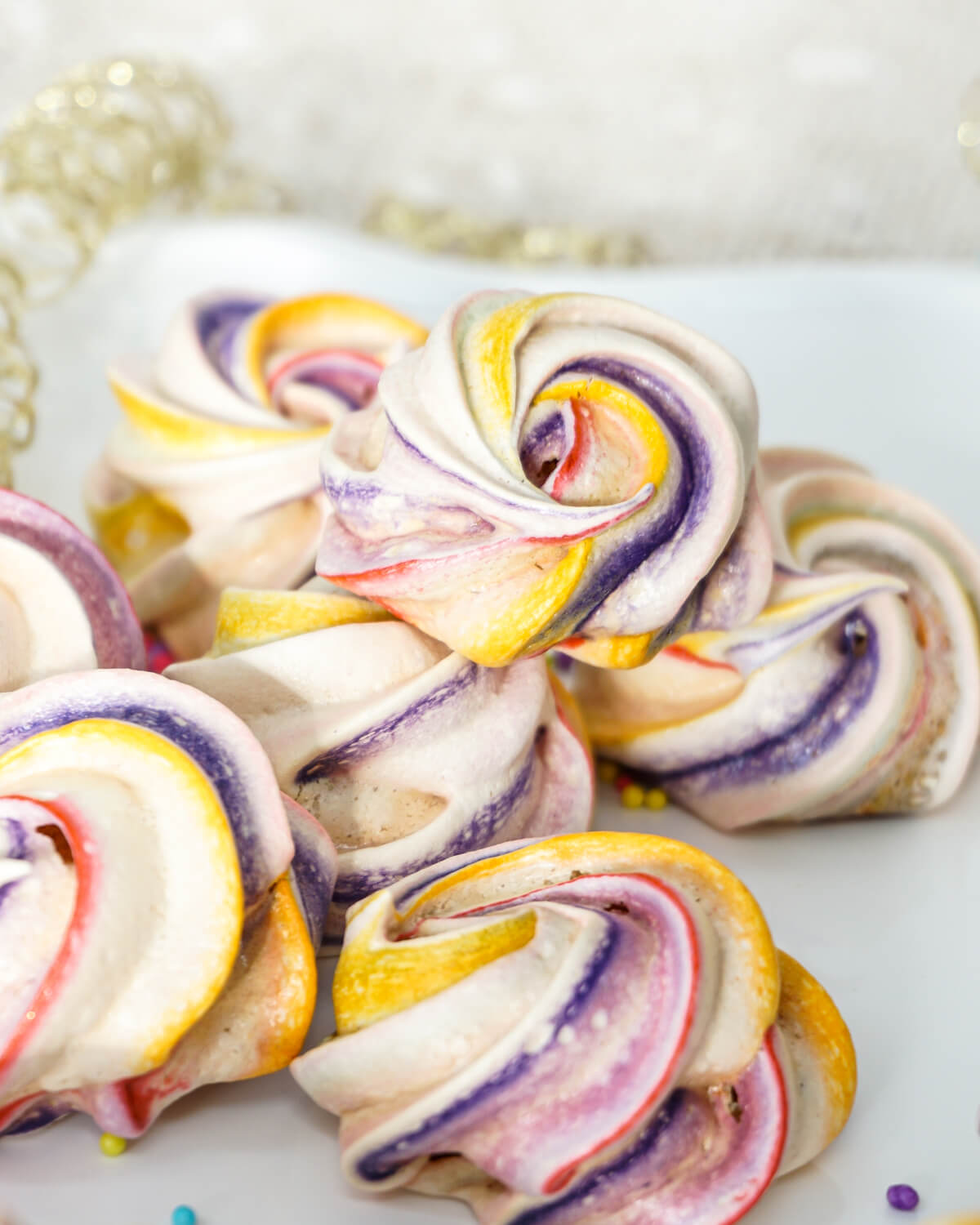 Rainbow Meringue Cookies