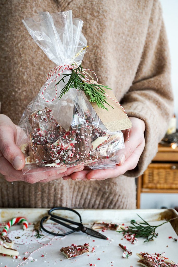 Candy Cane Chocolate Bark, Christmas Treats, Edible Gifts