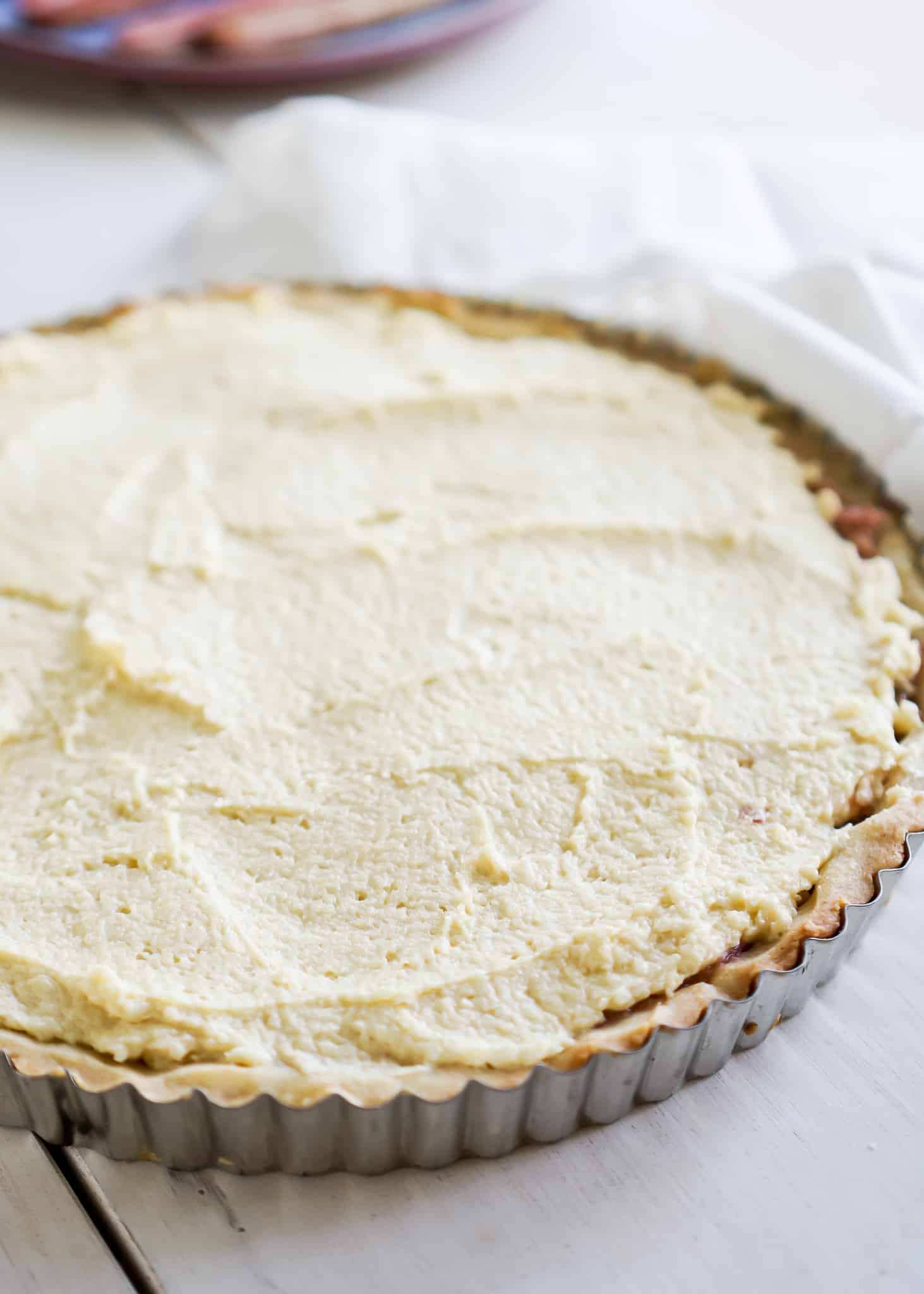Rhubarb Almond Tart-top with almond filling