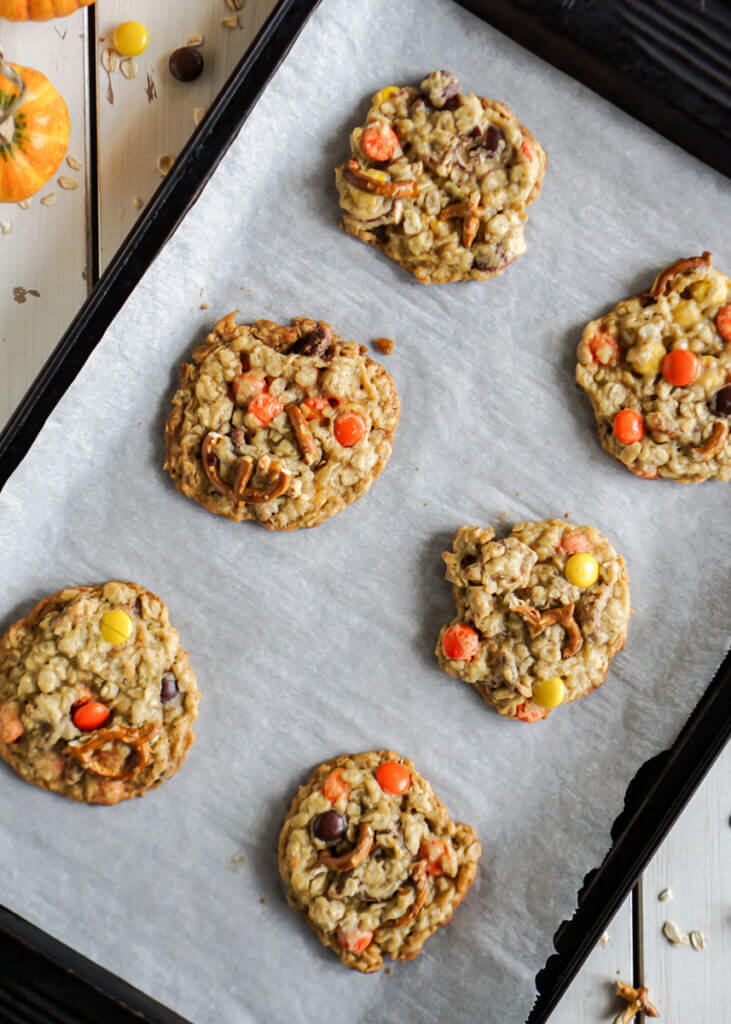 Halloween Reese's Pieces Oatmeal Cookies