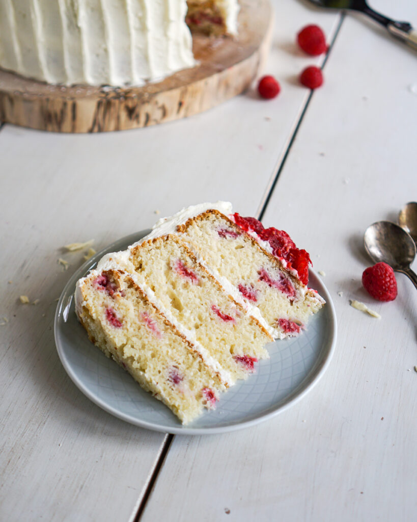 White Chocolate Raspberry Cake - Baking for Friends