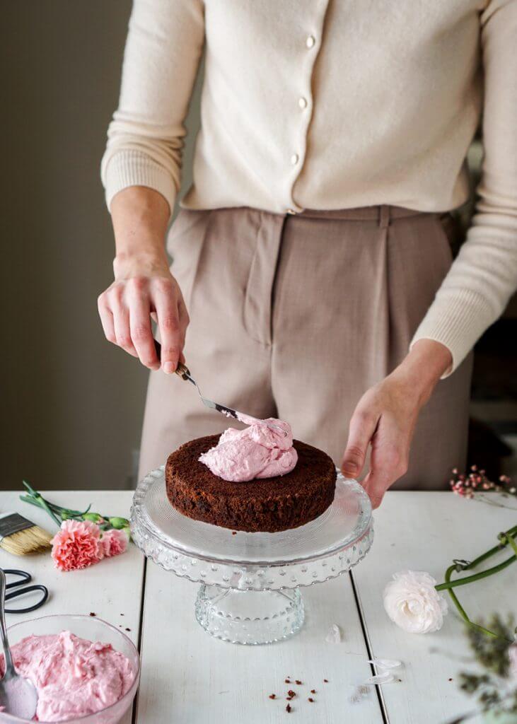 How to Make a Mini Espresso Cake with Rosewater Buttercream 