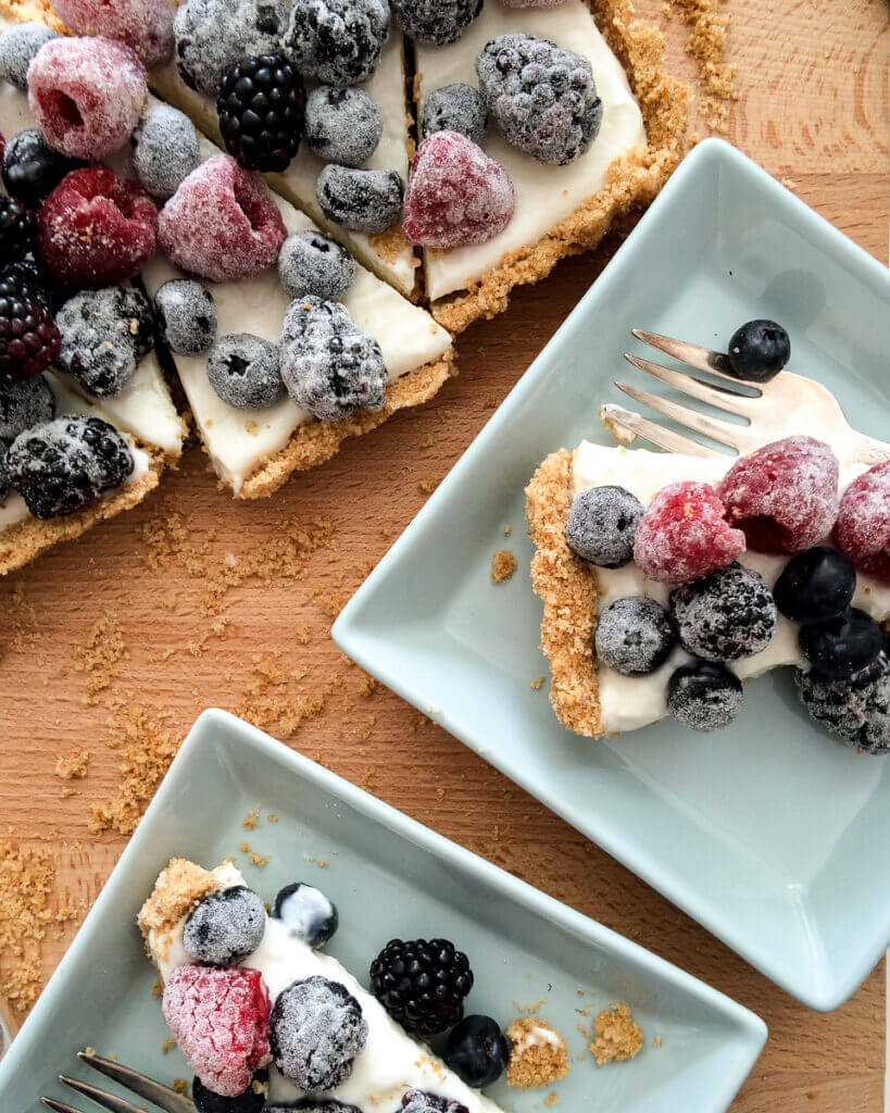 No Bake Coconut Tart with Sugared Fruit
